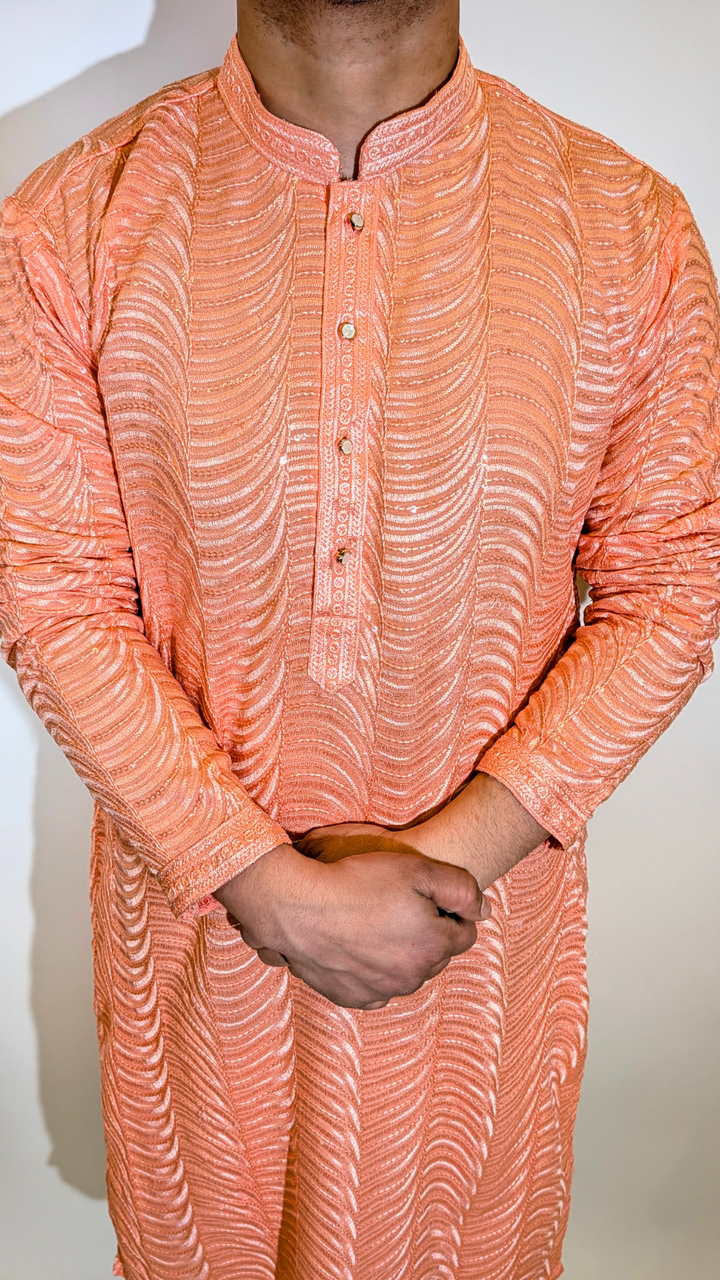 Light Peach Sequence Kurta