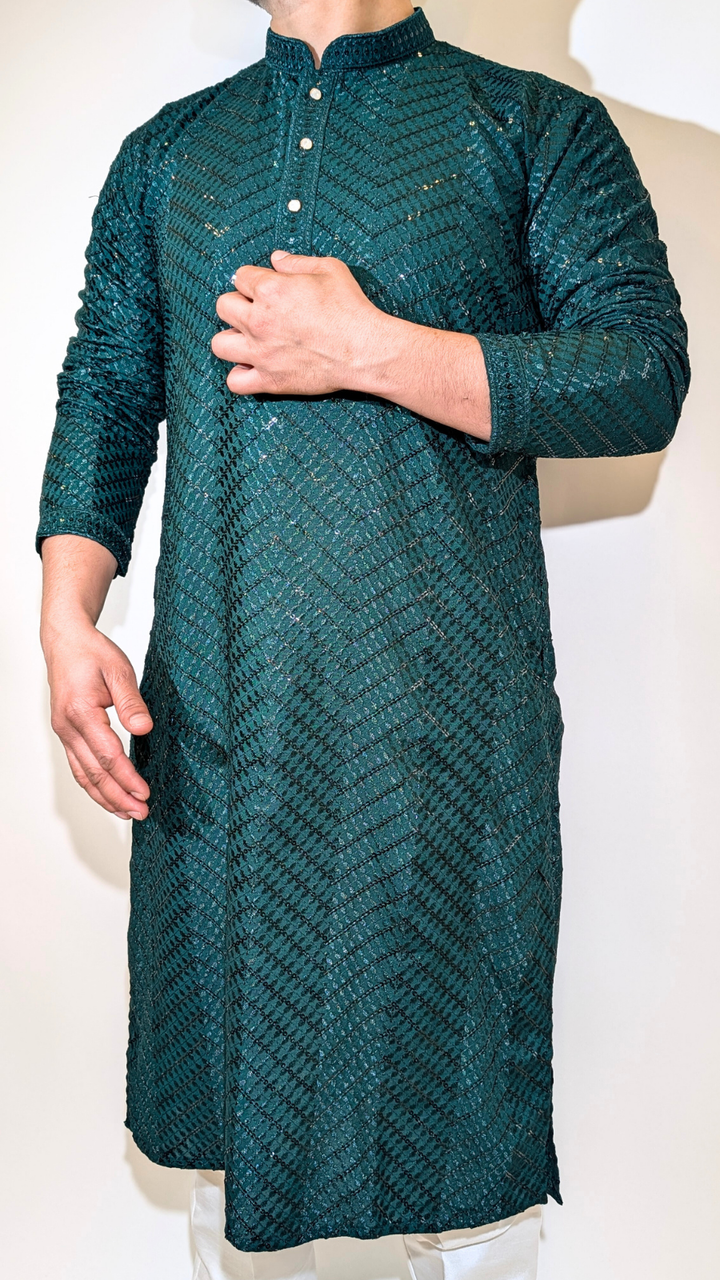 Dark Green Sequence Kurta