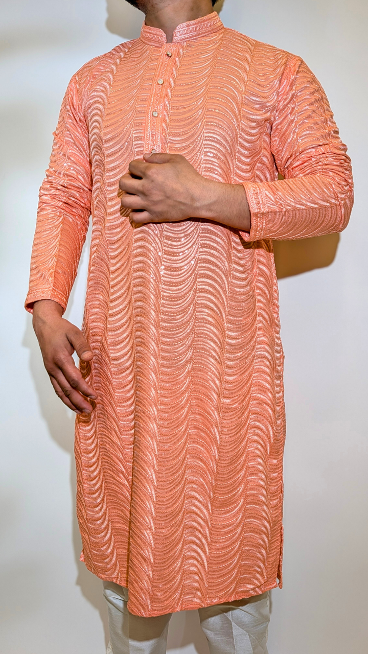Light Peach Sequence Kurta