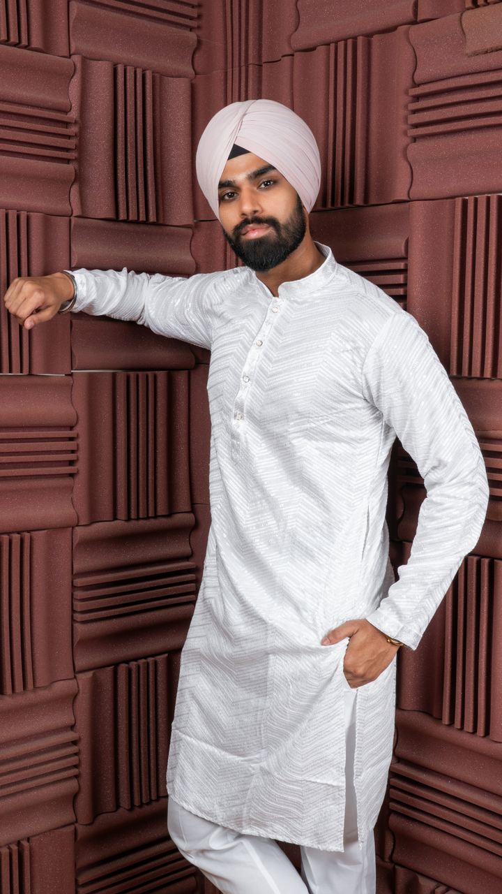 White Sequence Kurta