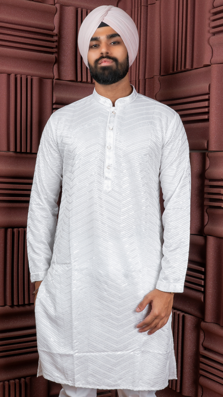 White Sequence Kurta