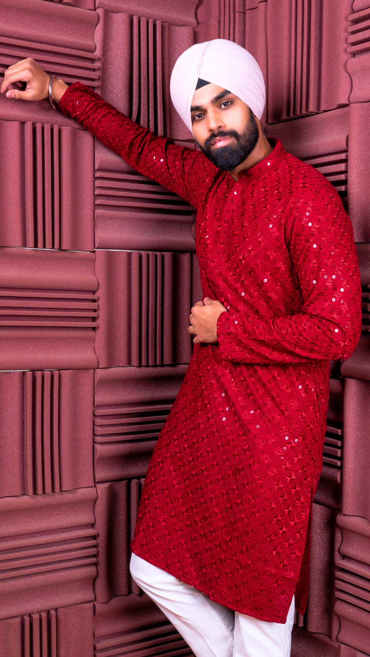 Maroon Sequence Kurta
