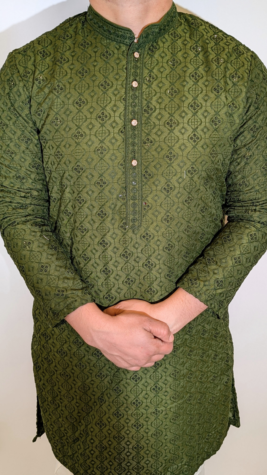 Olive Green Sequin kurta