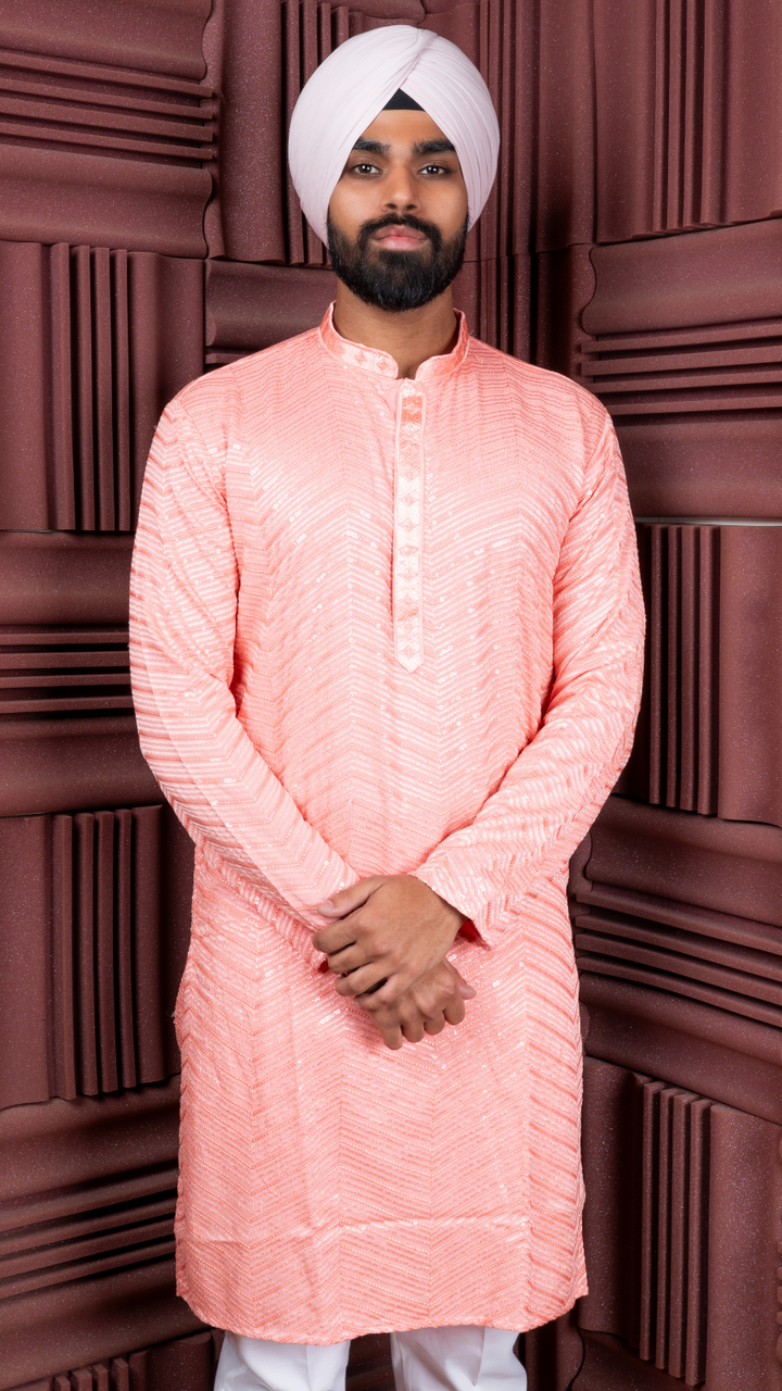 Peach Sequence Kurta