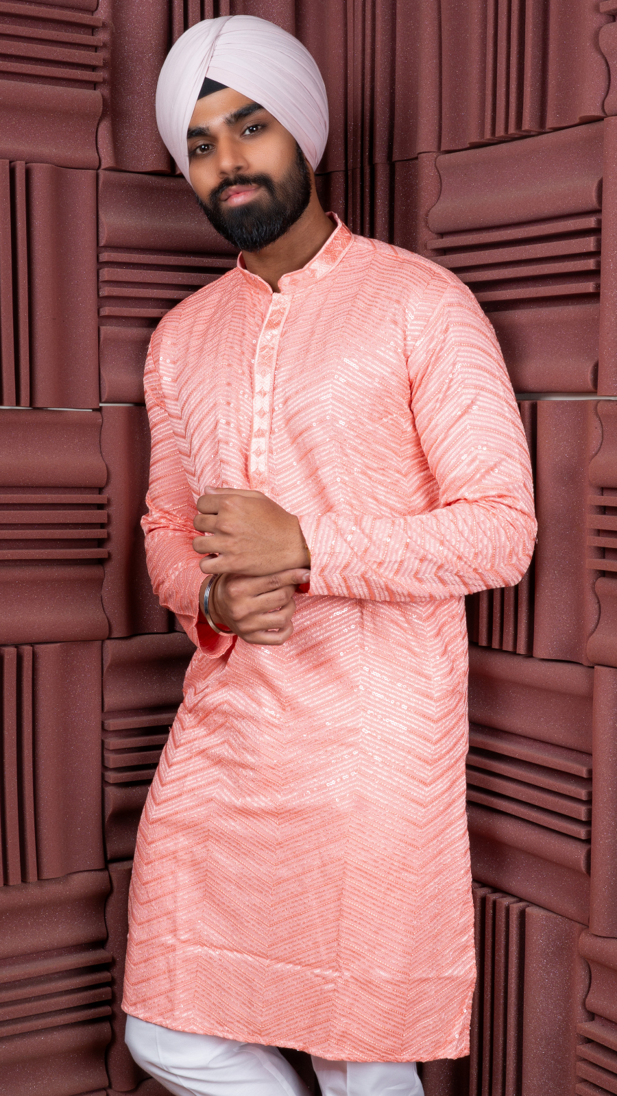 Peach Sequence Kurta