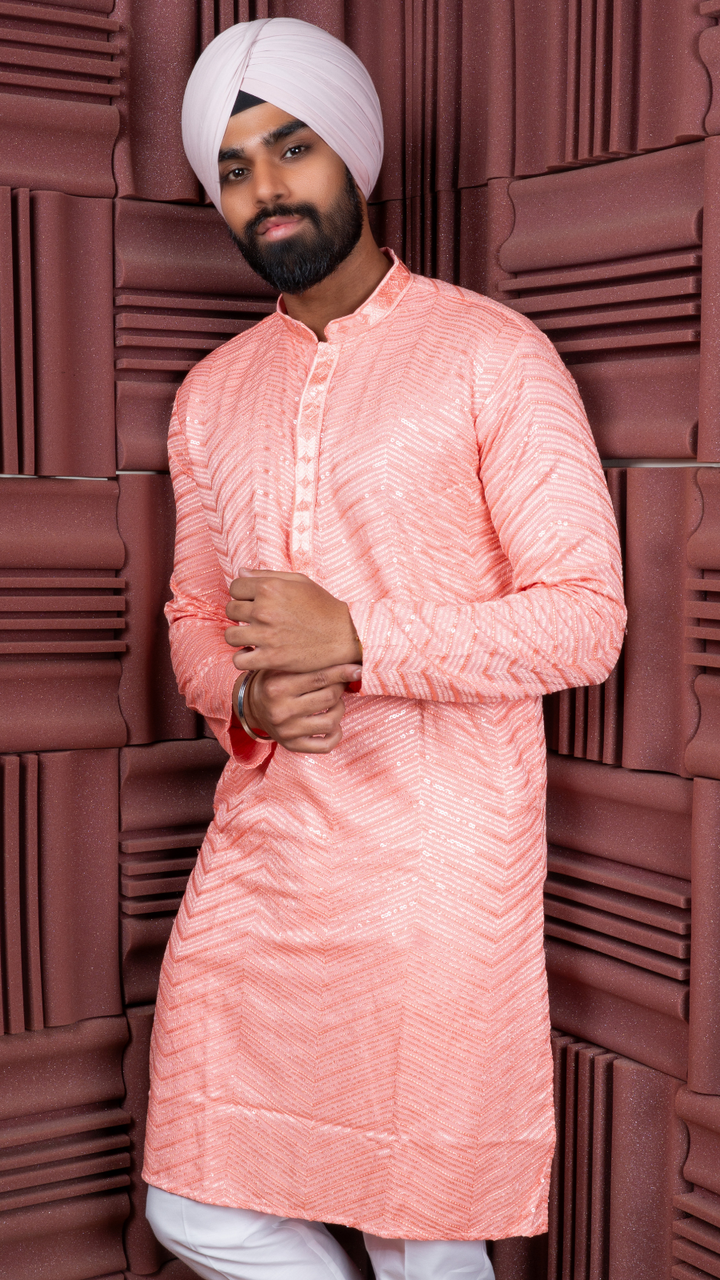 Peach Sequence Kurta