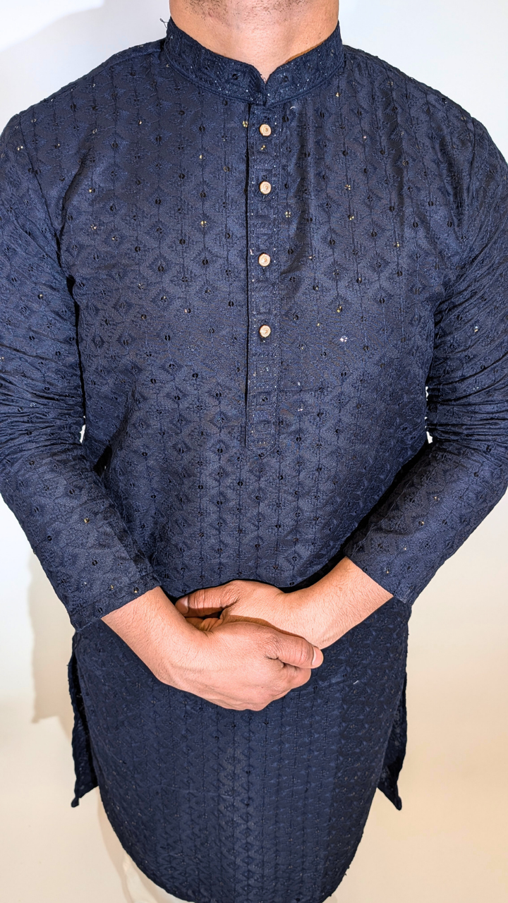 Navy Blue Sequin kurta