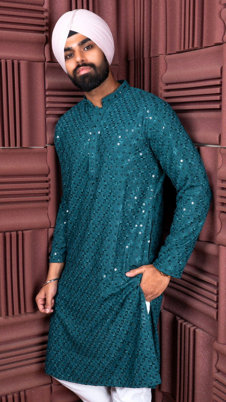 Teal Sequence Kurta