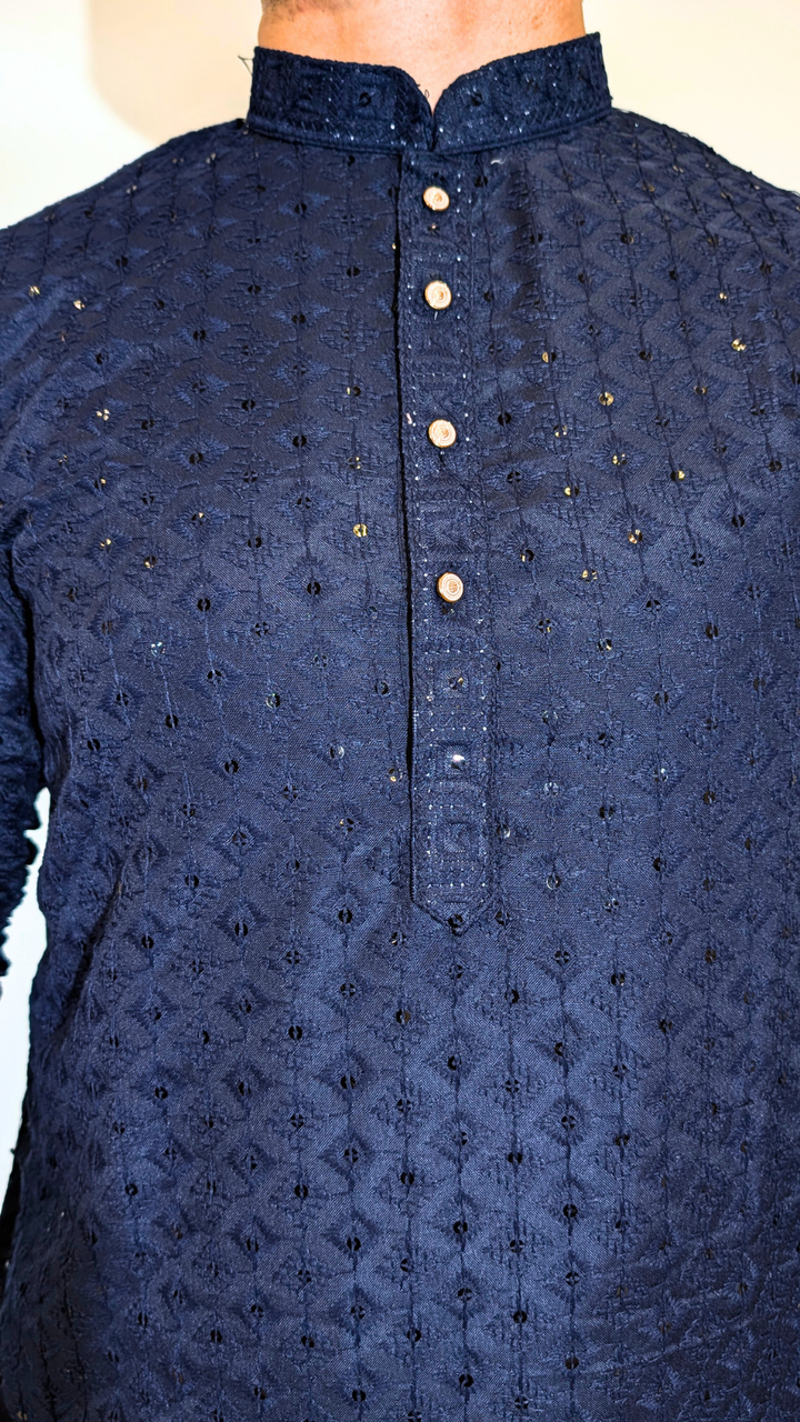 Navy Blue Sequin kurta