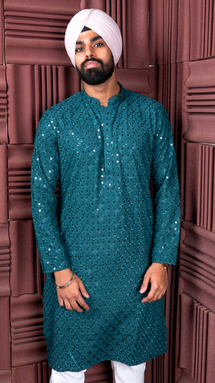 Teal Sequence Kurta