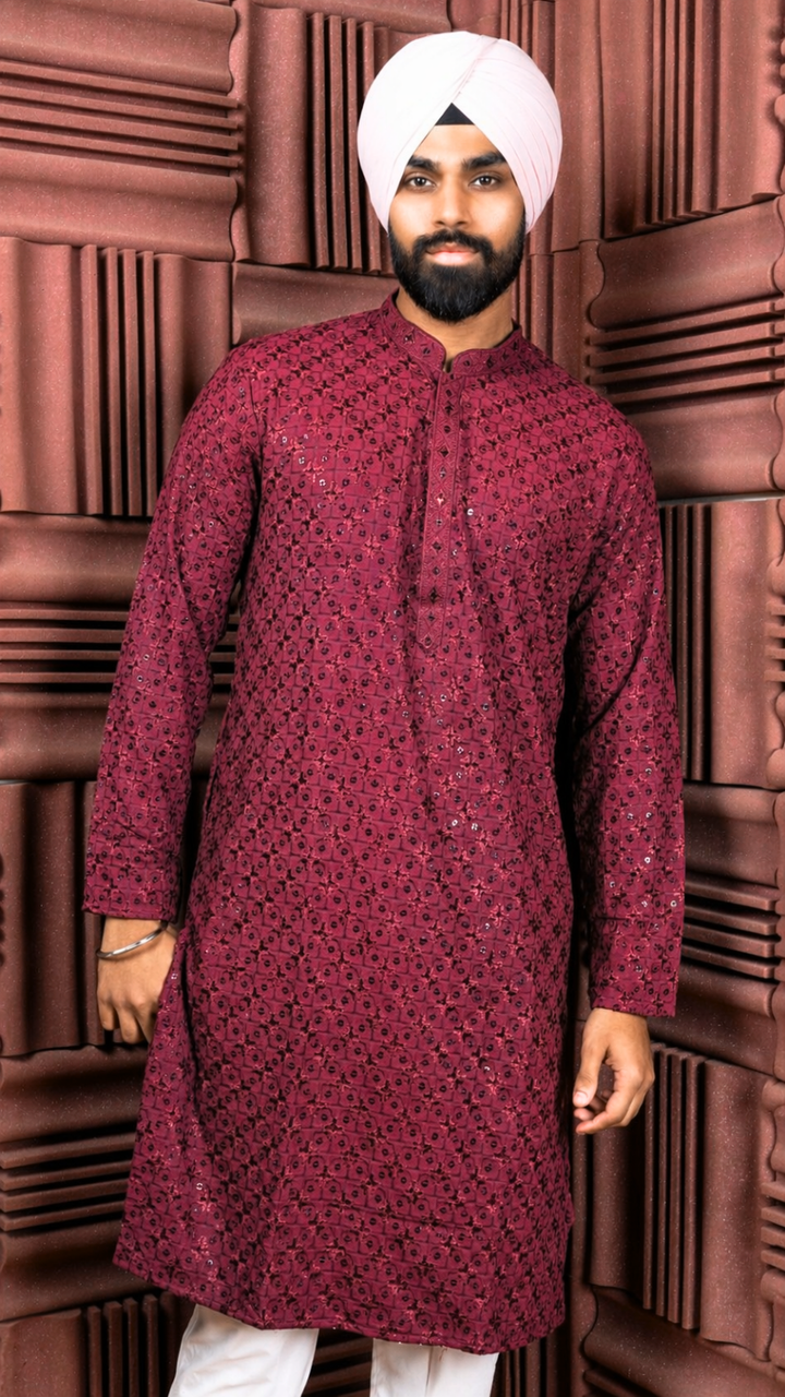 Dark Maroon Sequence Kurta