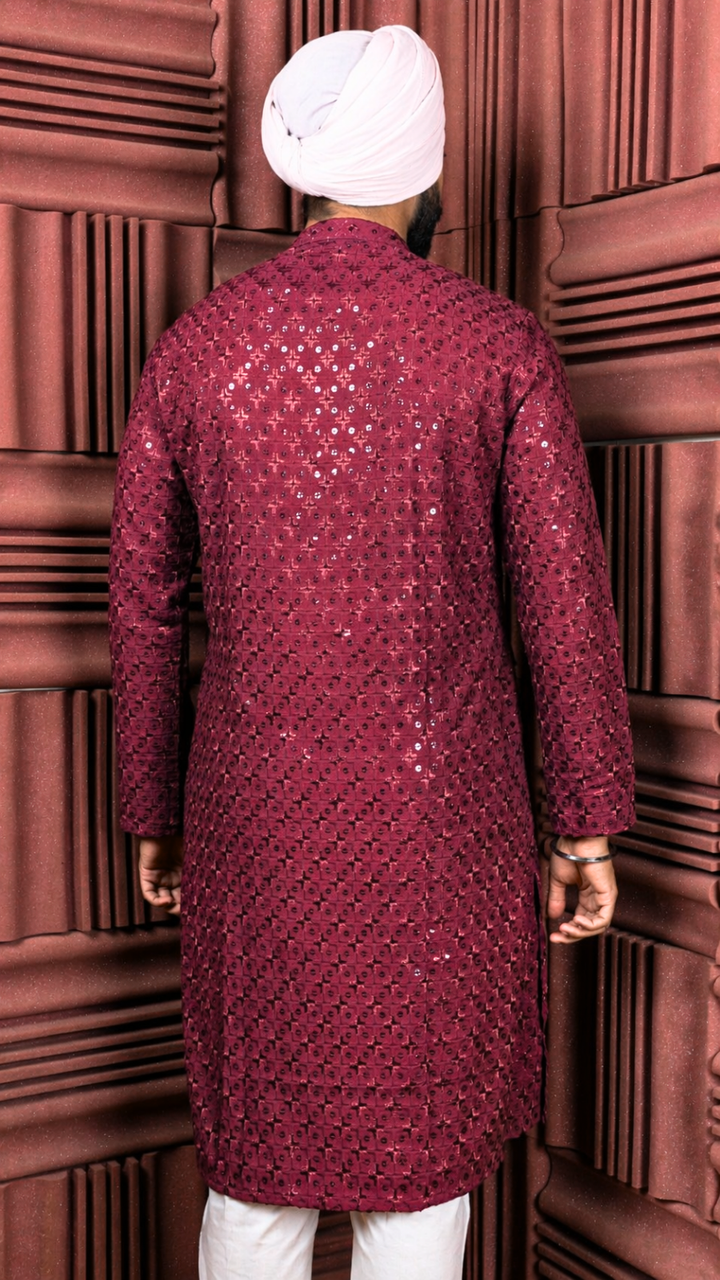 Dark Maroon Sequence Kurta