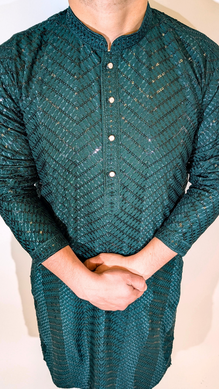 Dark Green Sequence Kurta