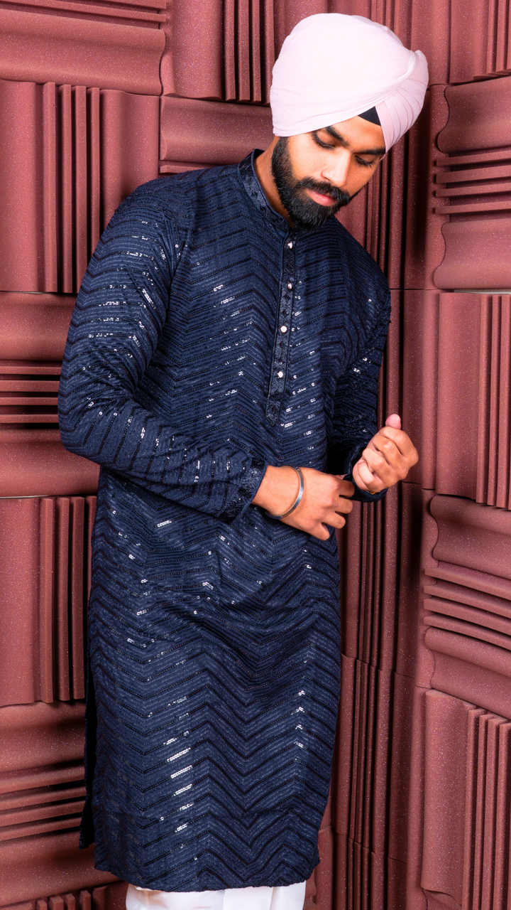 Navy Blue Sequence Kurta