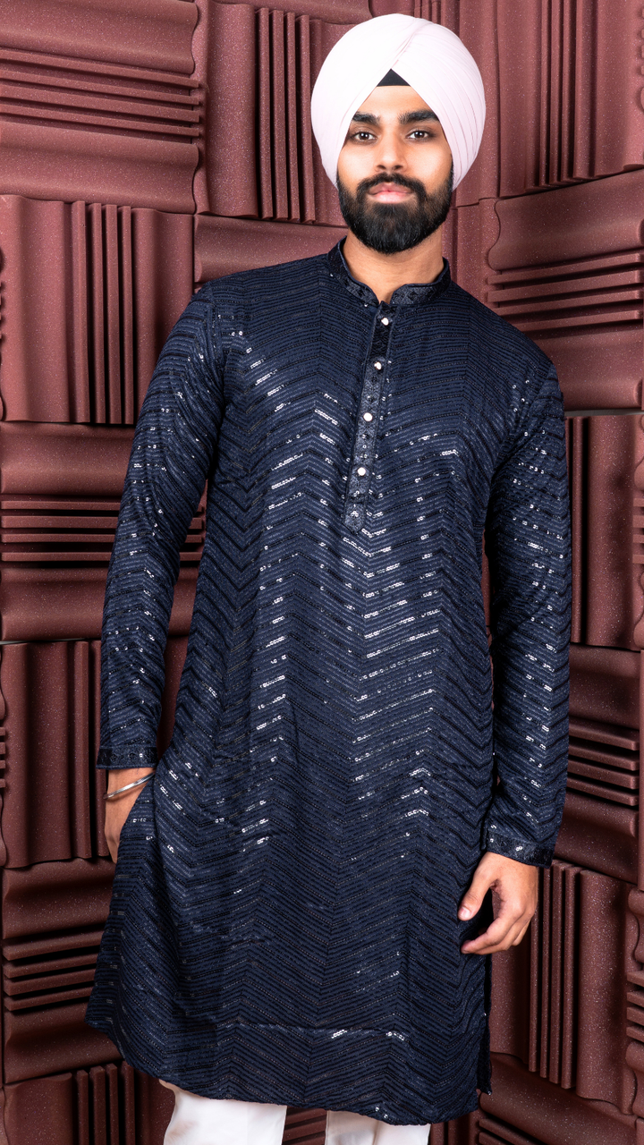 Navy Blue Sequence Kurta
