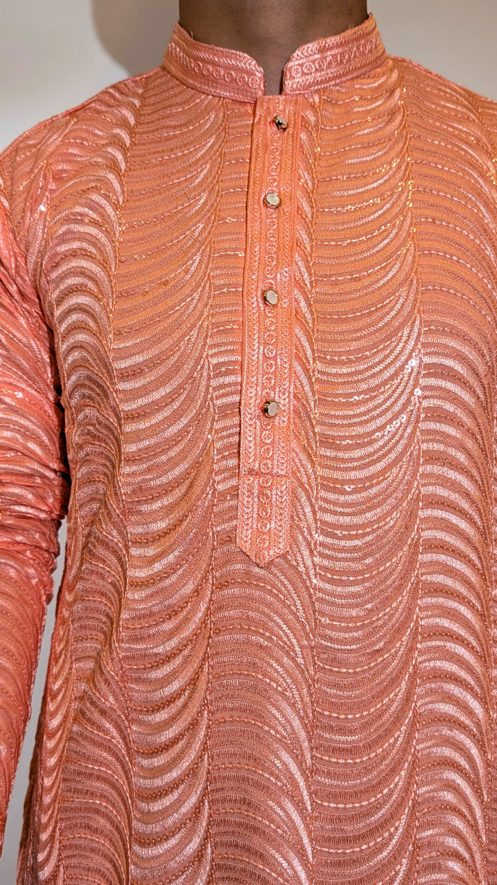 Light Peach Sequence Kurta