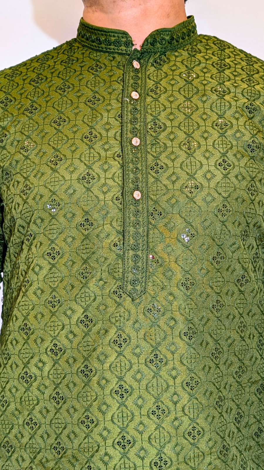 Olive Green Sequin kurta