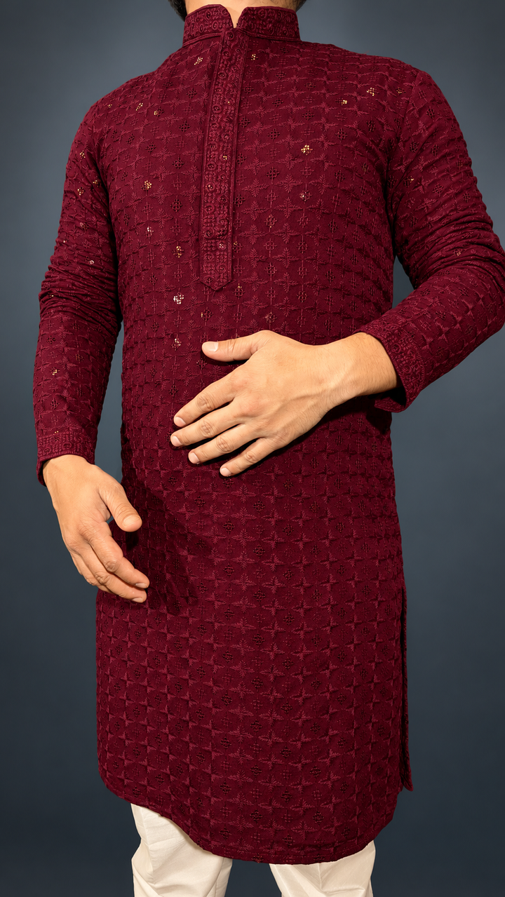 Burgundy Sequence Kurta
