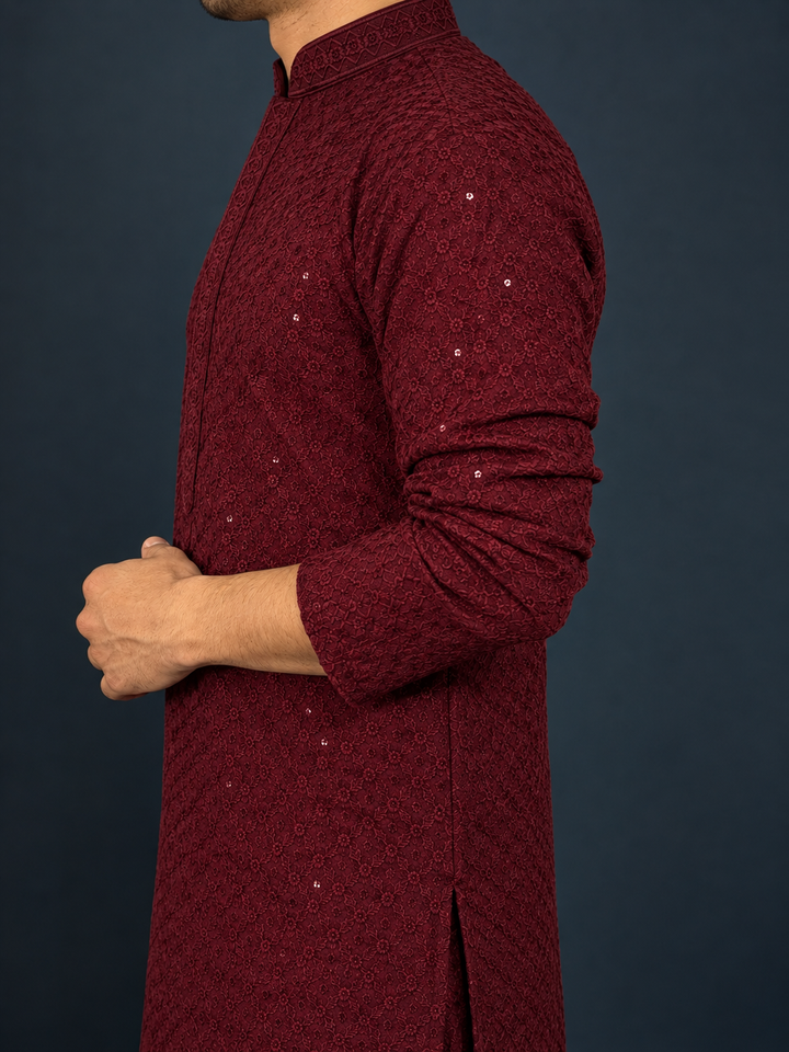 Burgundy Sequence Kurta