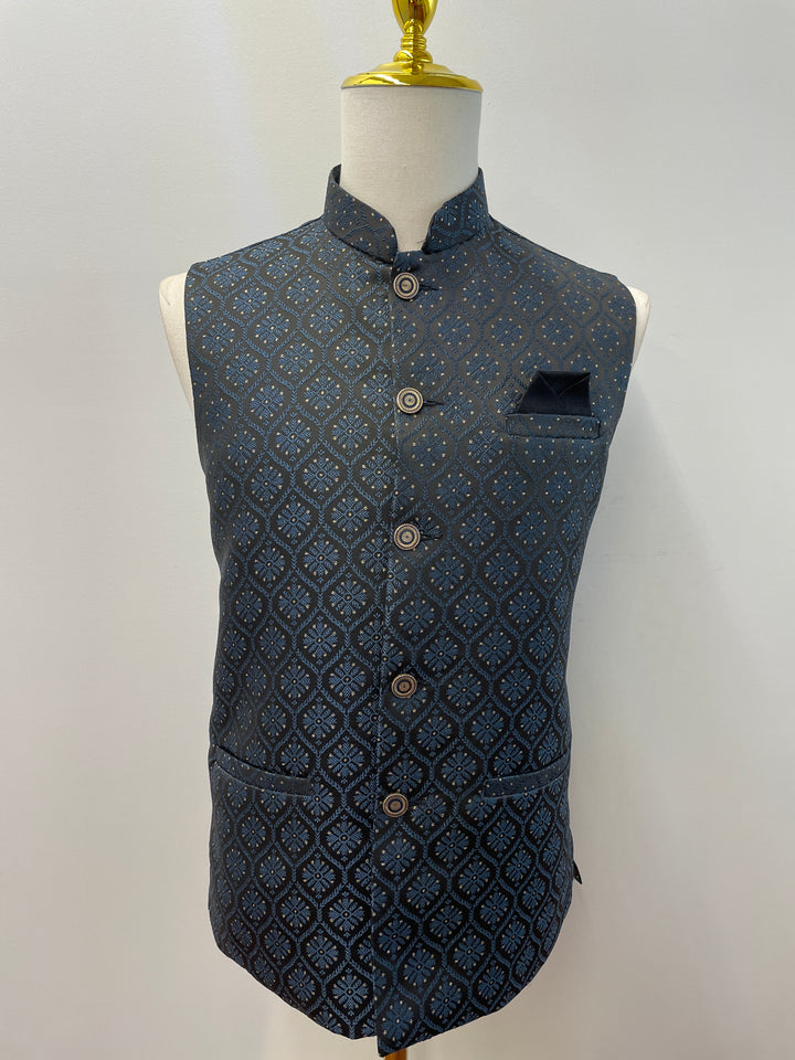 Dark Blue Pattern Party Vest