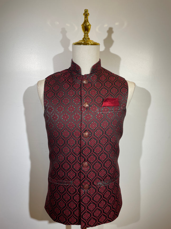 Maroon Pattern Fancy Vest