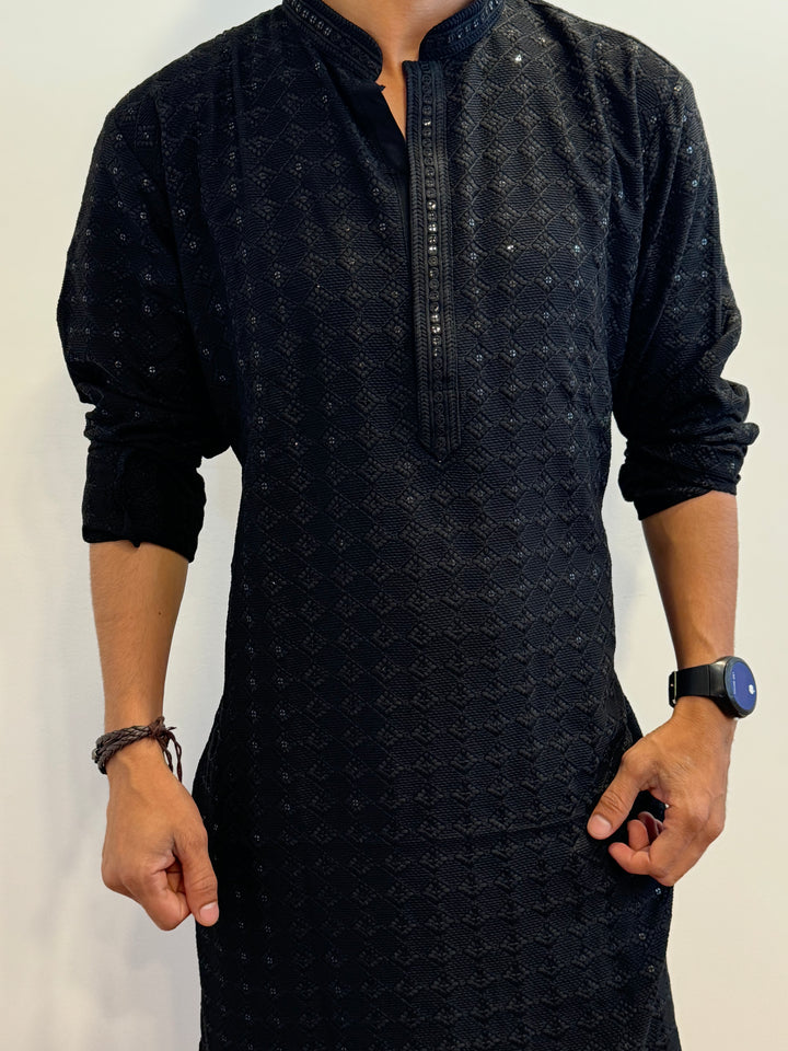 Black Chikankari Fancy Kurta