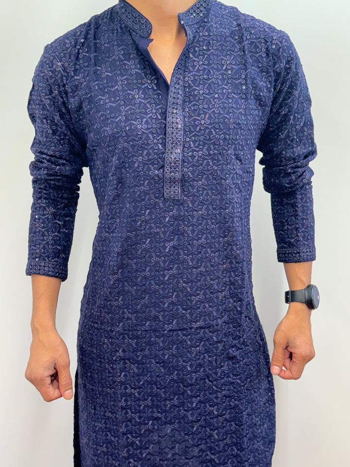 Navy Blue Fancy Kurta Pajama