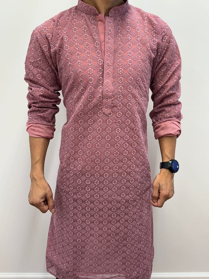 Pink Kurta Pajama Circles Pattern