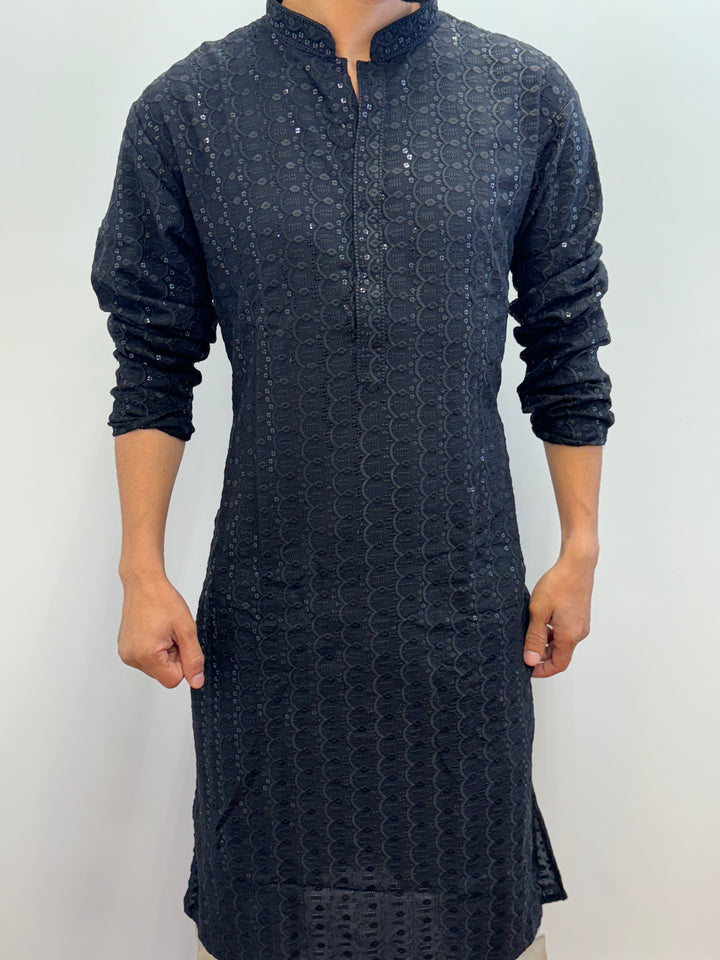 Black Kurta Curves Pattern