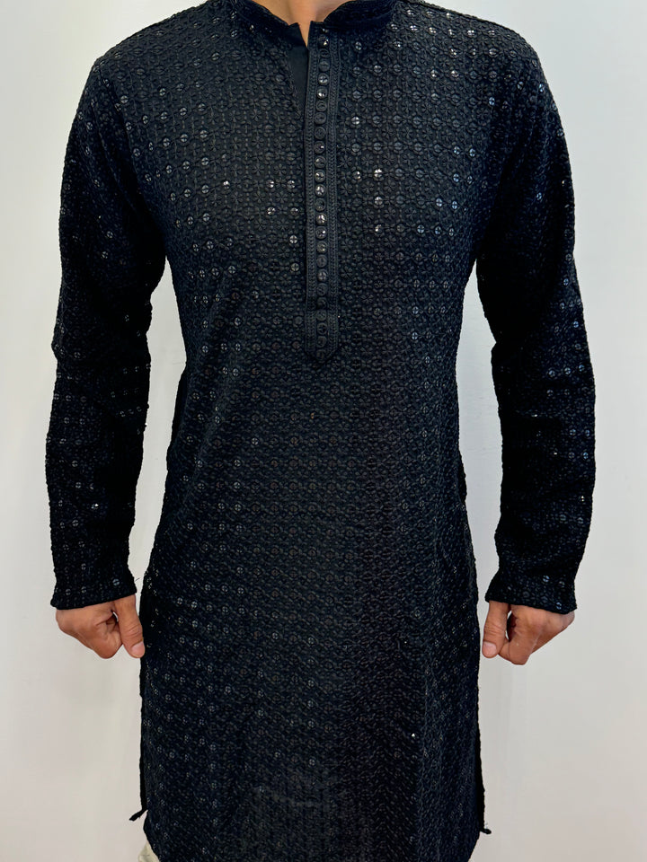 Black Chikankari Kurta Pajama