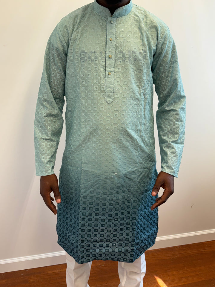 Seafoam Chikan Kurta