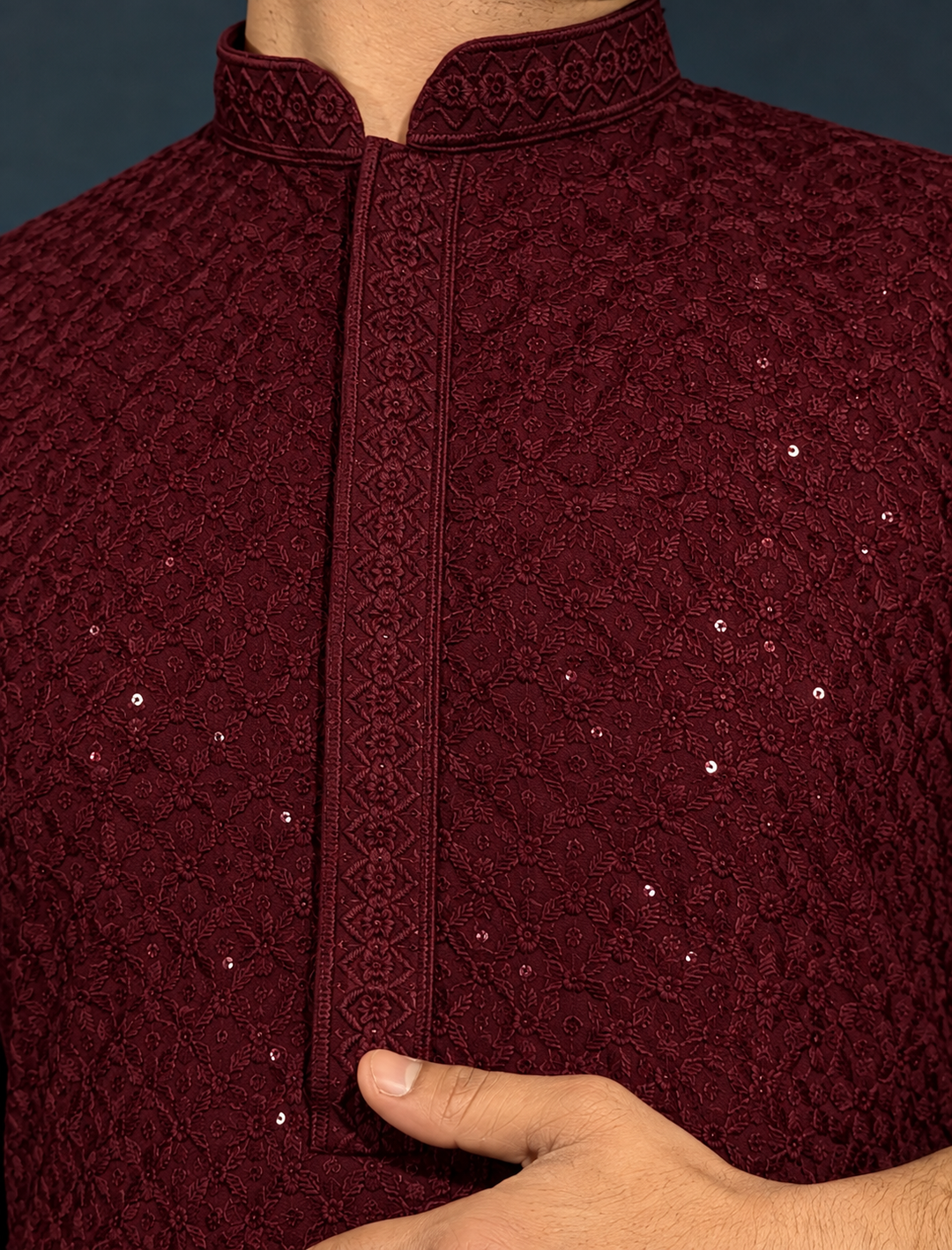 Burgundy Sequence Kurta