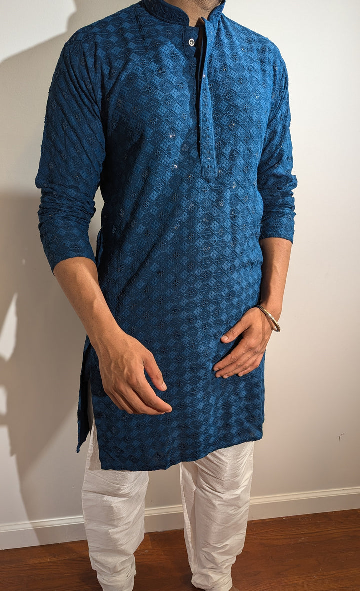 Dark Blue Chikan Kurta