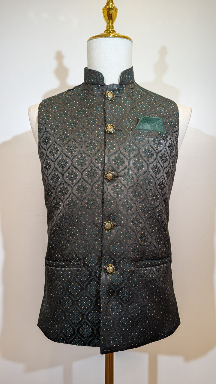 Dark Green Pattern Black vest