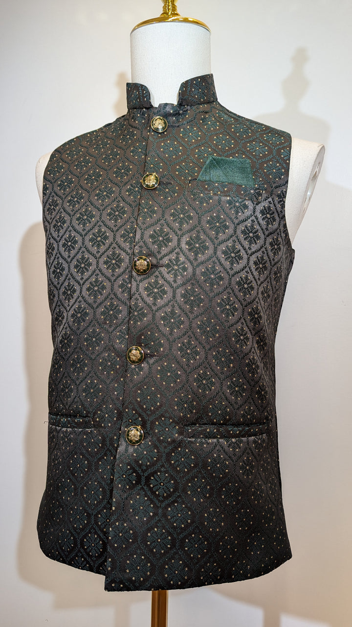 Dark Green Pattern Black vest