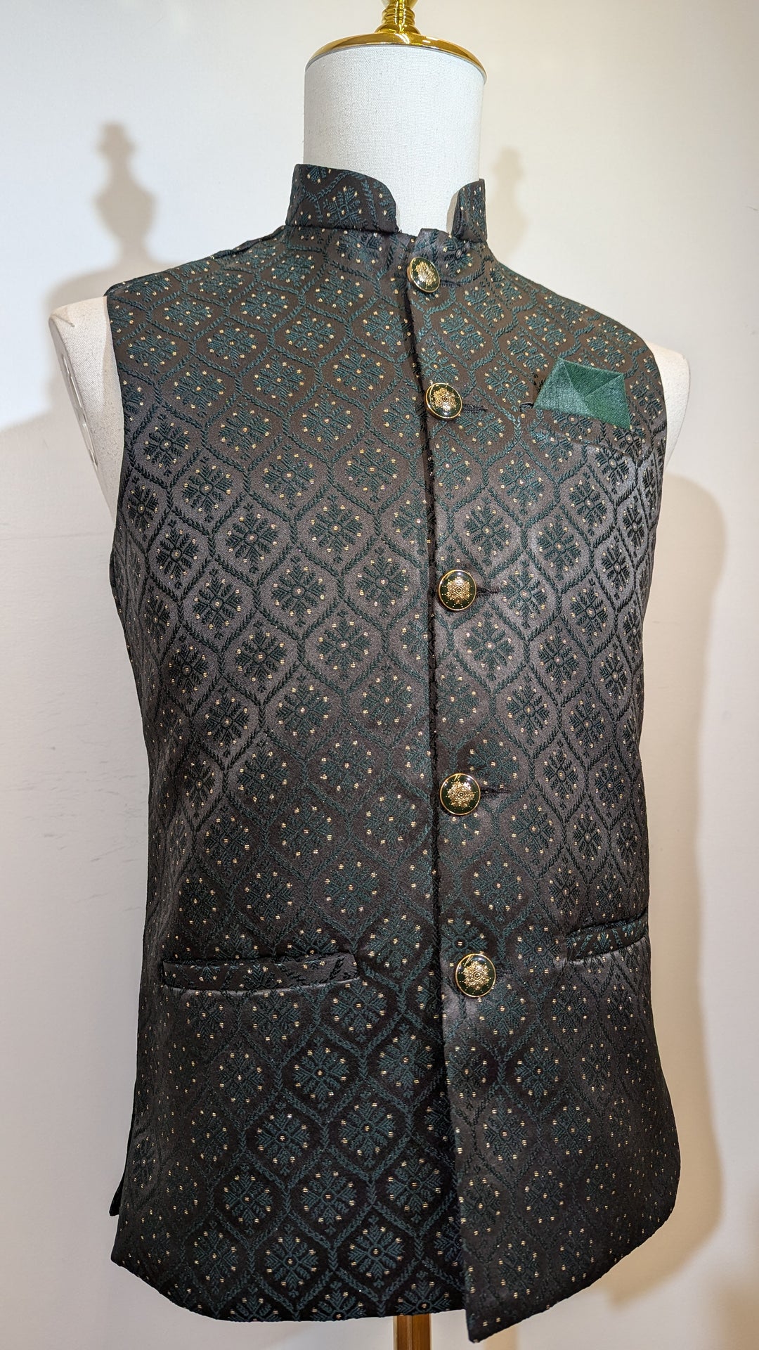 Dark Green Pattern Black vest