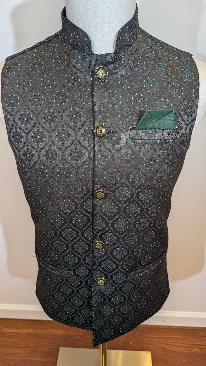 Dark Green Pattern Black vest