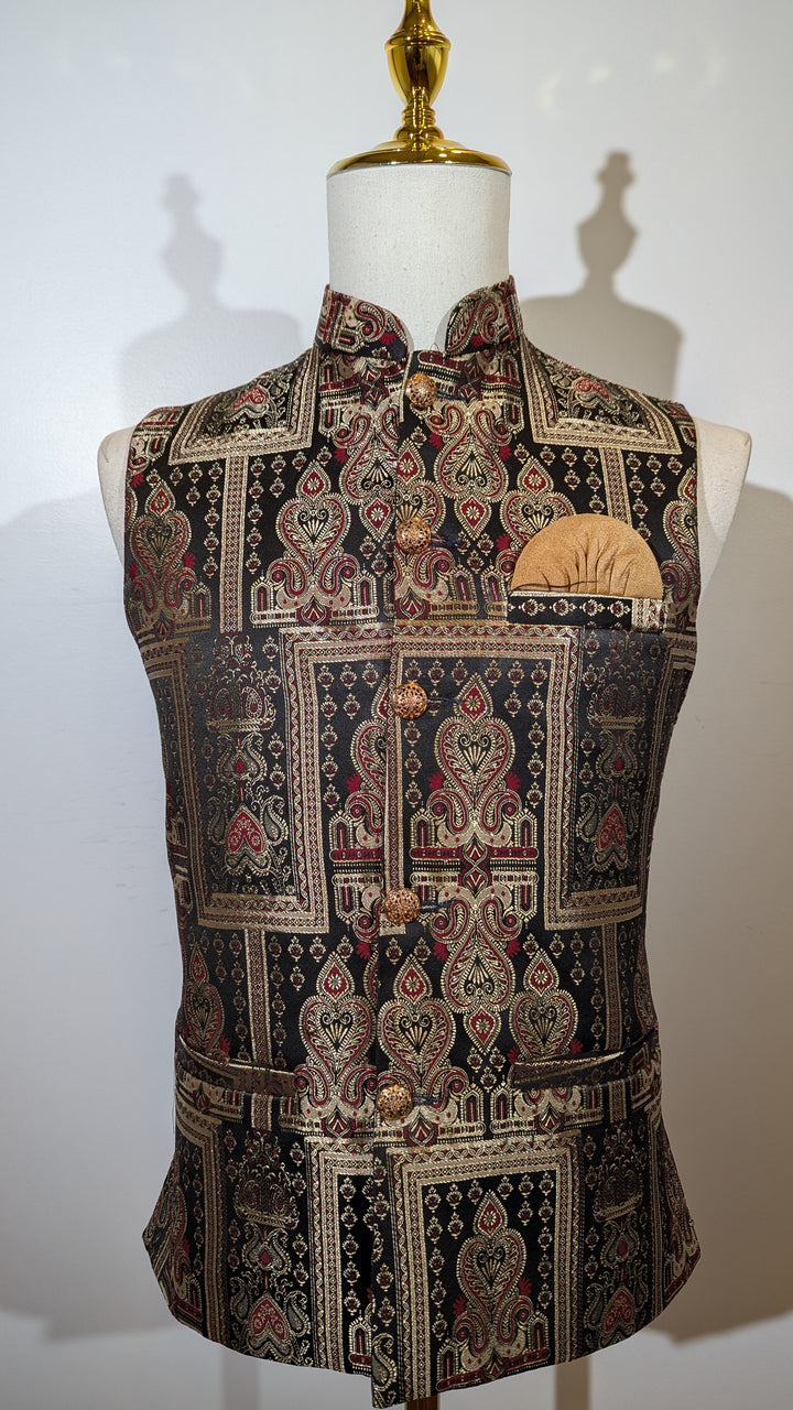 Golden Pattern Black Vest