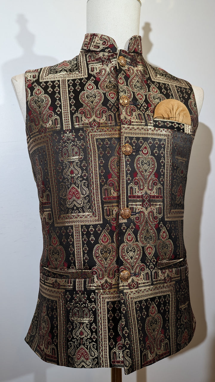 Golden Pattern Black Vest