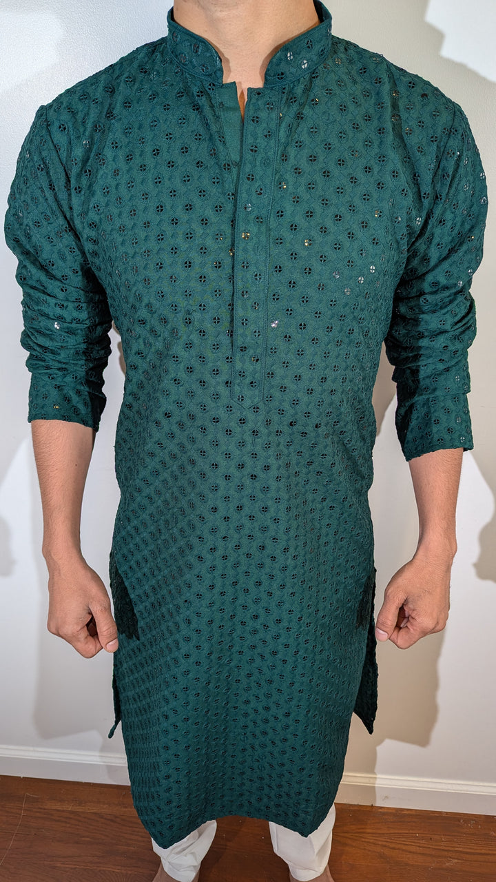 Dark Green Chikan Kurta