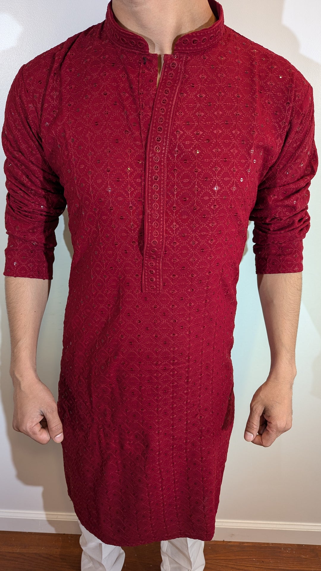 Red Chikankari Kurta