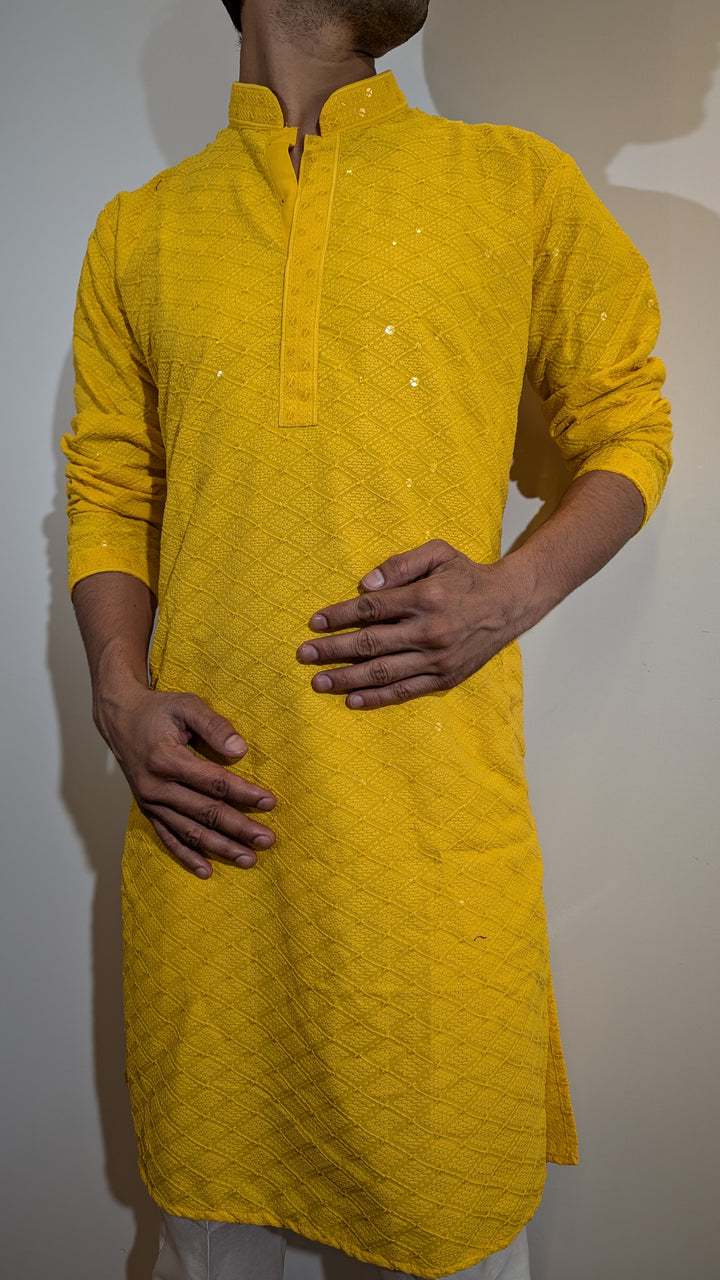 Yellow Chikankari Kurta