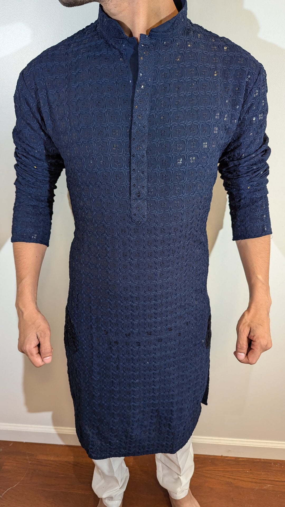 Navy Blue Chikan Kurta