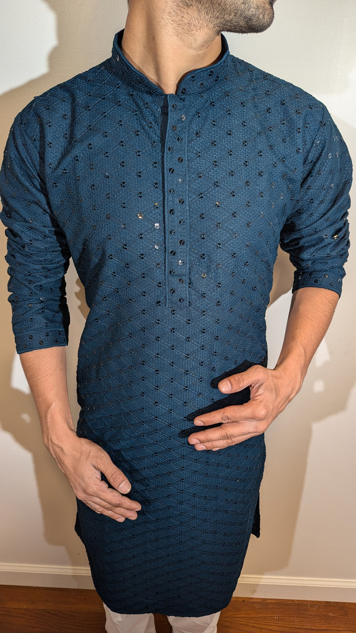 Dark Green Chikan Kurta