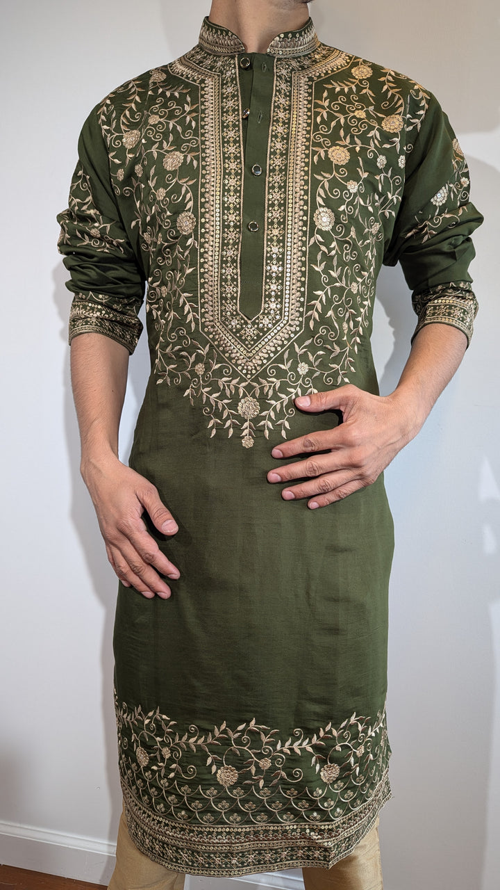 Olive Green Fancy Kurta