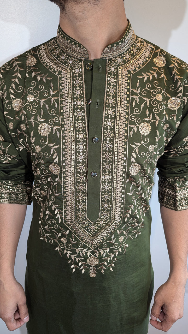 Olive Green Fancy Kurta