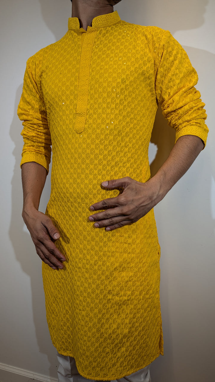 Yellow Chikankari Kurta