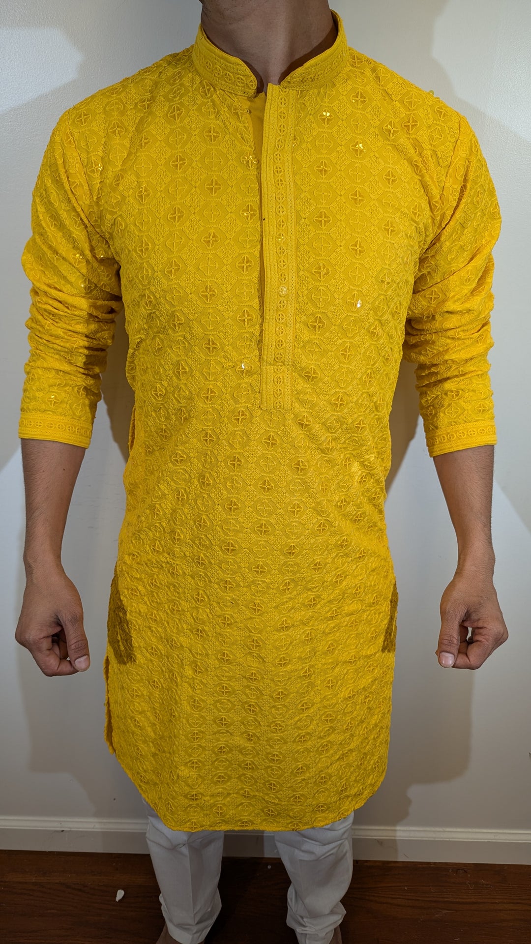 Light Yellow Chikan Kurta