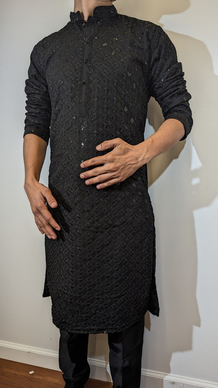 Black Chikankari Kurta