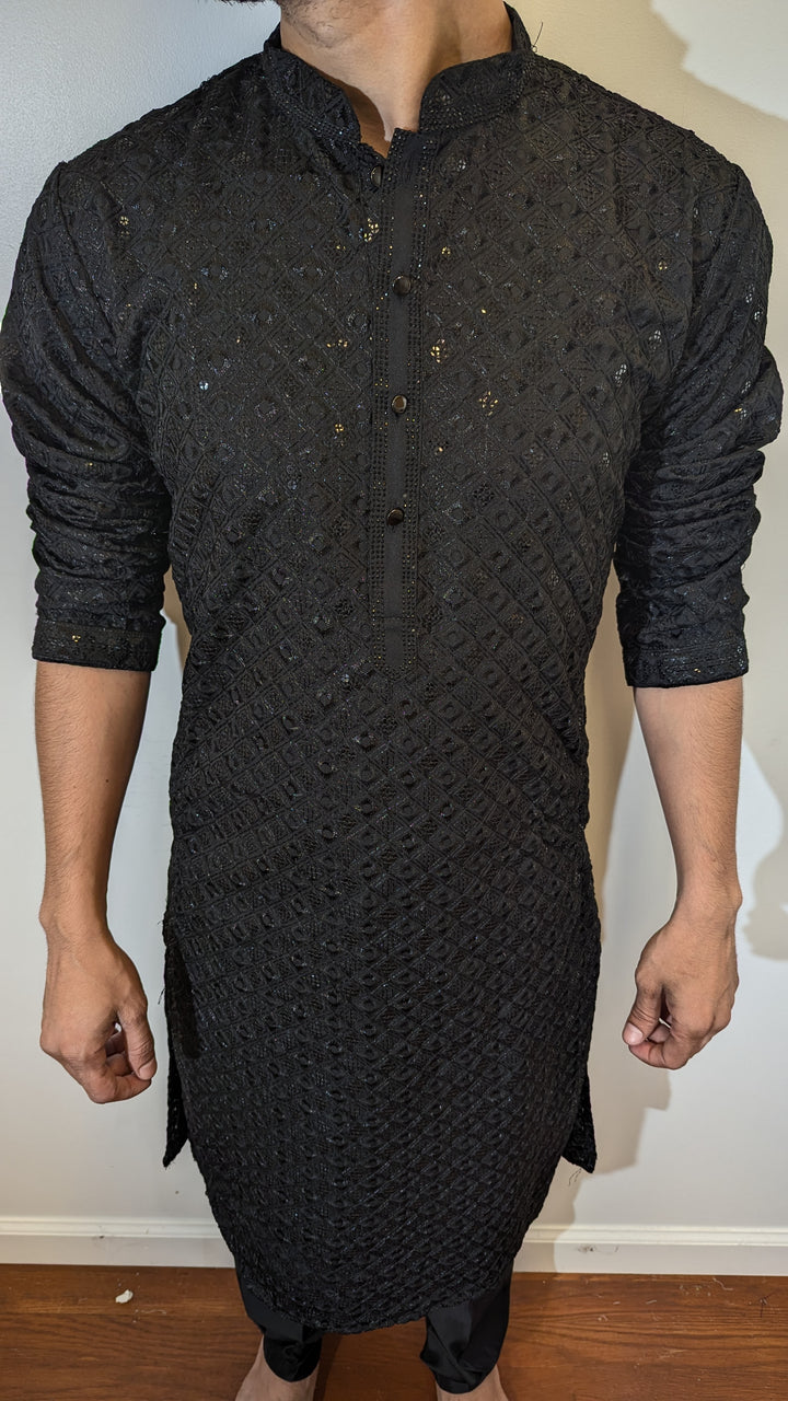 Black Chikankari Kurta